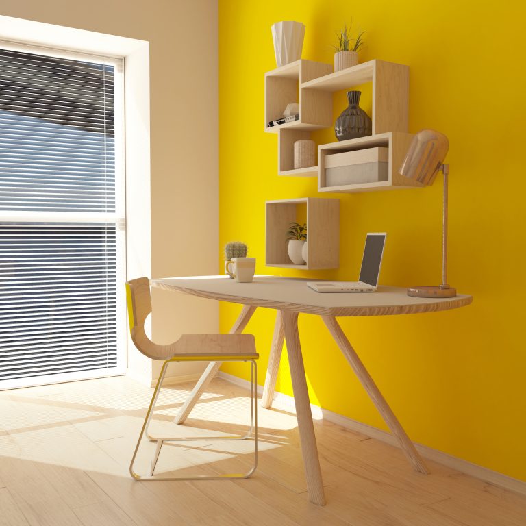 Render of a 3D modern home office