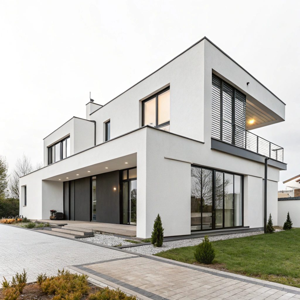 Modern minimal house isolated on white background