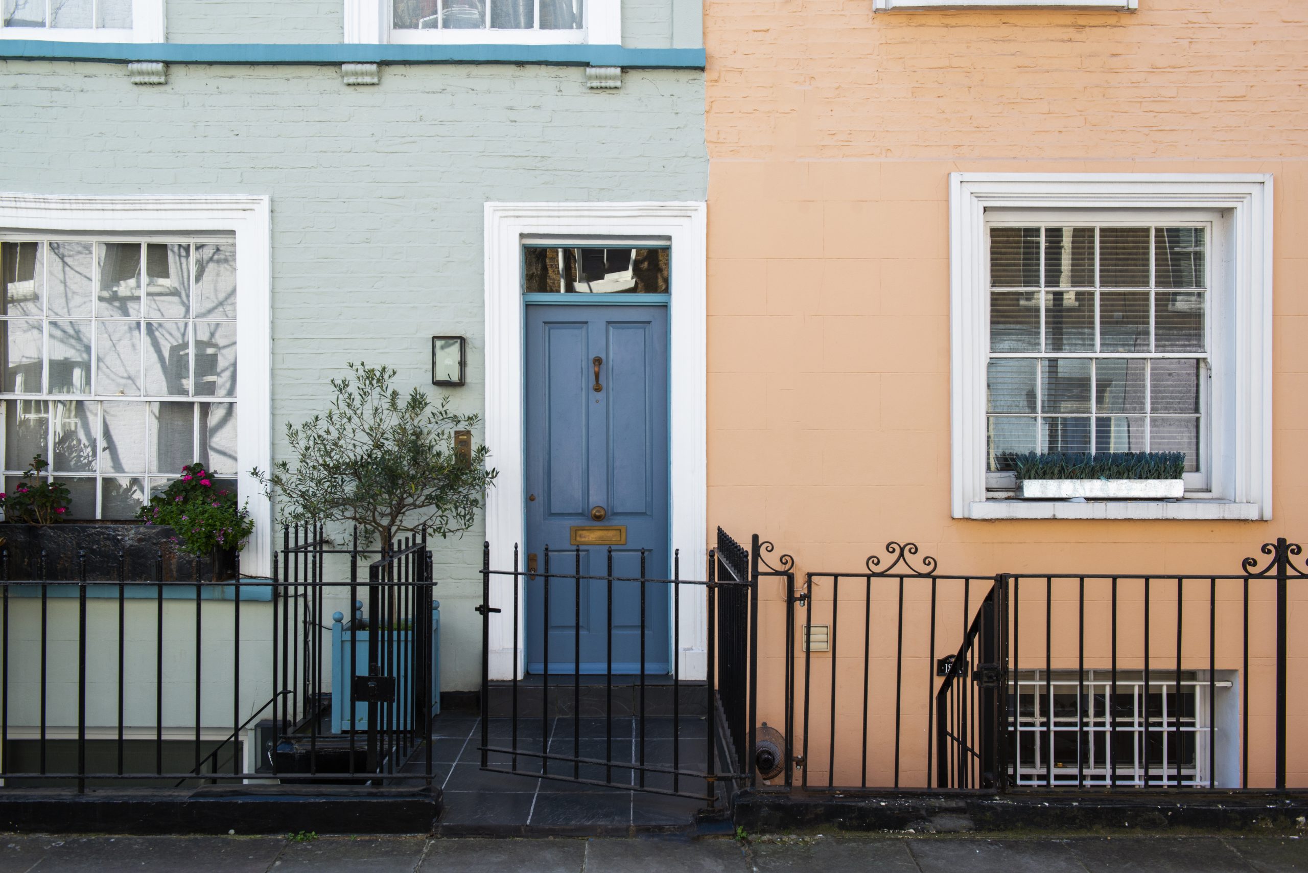 front-view-front-door-with-blue-orange-wall